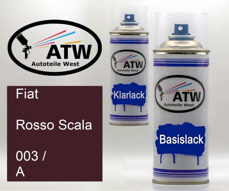 Fiat, Rosso Scala, 003 / A: 400ml Sprühdose + 400ml Klarlack - Set, von ATW Autoteile West.